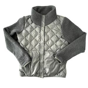 REI Cooperative Jacket Womens Small Gray Down Fleece Hybrid Quilted Snap Front